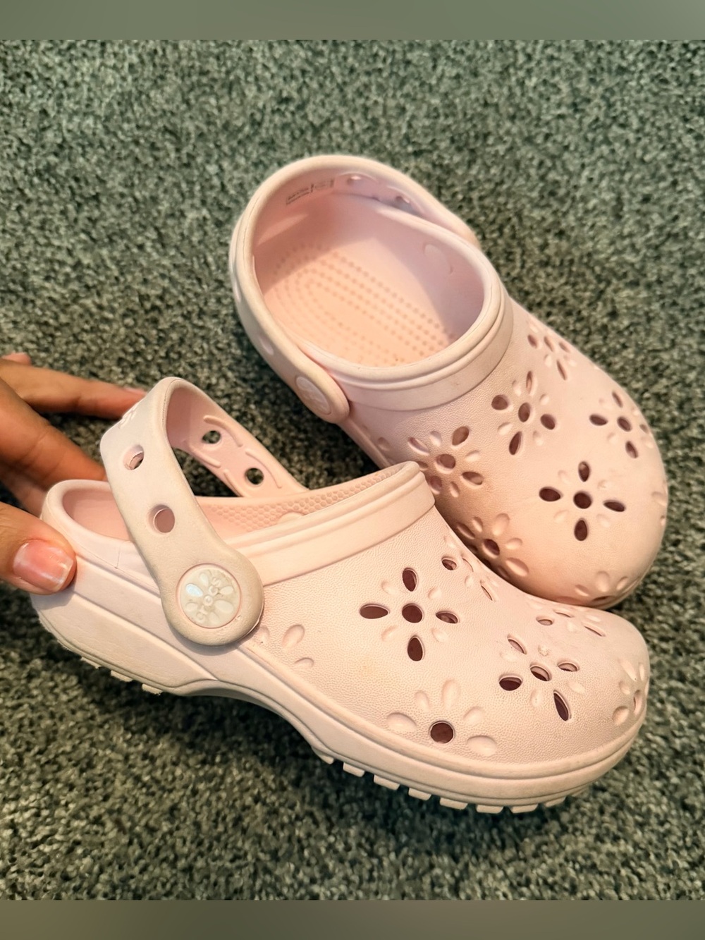 CROCS Kids Light Pink Floral Cutout
